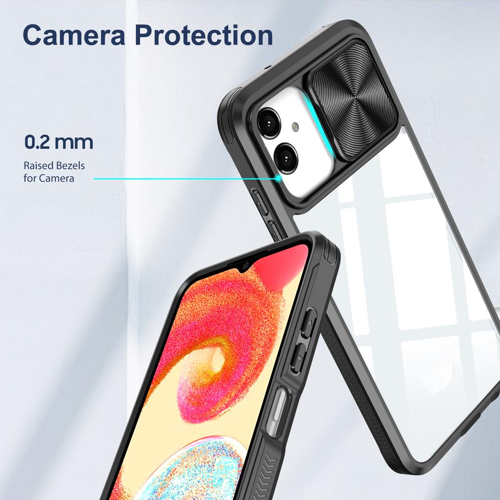 Ударопрочный прозрачный чехол для Samsung Galaxy A04E A04S A04 M04 F04 A03S A03 Core A02S Slide Metal Защитная крышка объектива