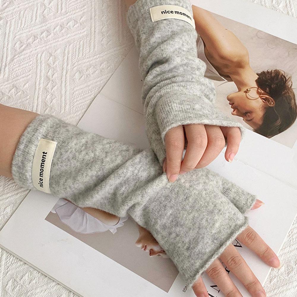 Pure Color Long Wrist Gloves Arm Warmers Wrist Sleeves Street Style Elbow Mittens  Women Wear