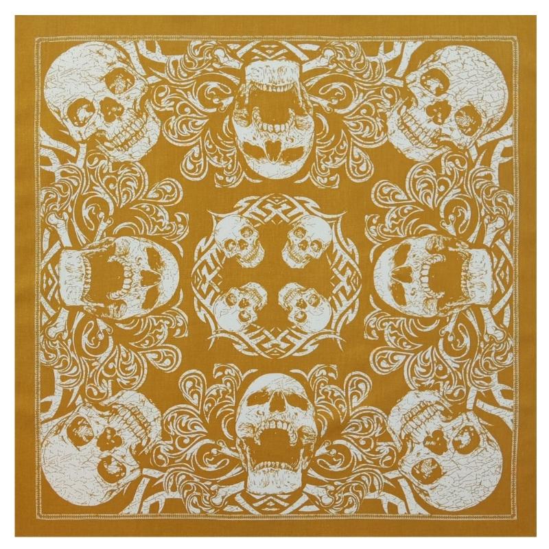 21'' бандана с рисунком черепа для женщин и мужчин, квадратный тюрбан, цветной головной убор