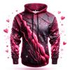 Men Black Blue Lightning Skull Print Hoodie Drawstring Pocket Long Sleeve Casual Pullover Sweatshirt