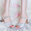 Chunky Heel Sandals Women's Summer Fashion All-match One Shoe Two Fish Mouth High Heels