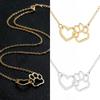 Women Fashion Dog Claw Paw Pendant Girl Heart Hollow Charm Necklace Jewelry Gift