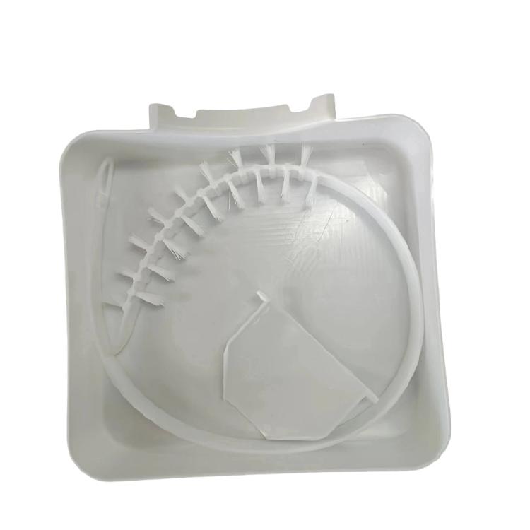 High-Side Washer Tray for Laundry Room Moisture Control, Washing Machine Drain Pan Set in White Molded Plastic