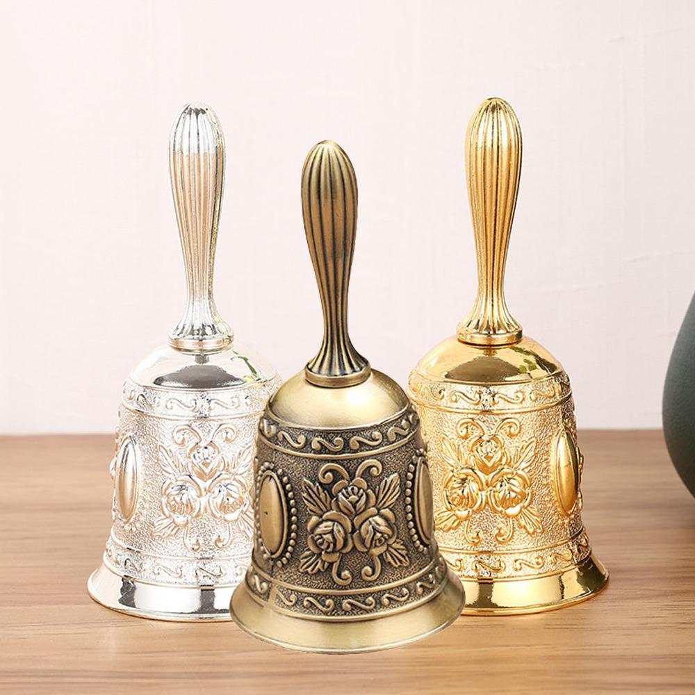 Polished Finish Metal Hand Bell Lotus Vintage Hand Bell Handbells Brass Call Bell For Teacher