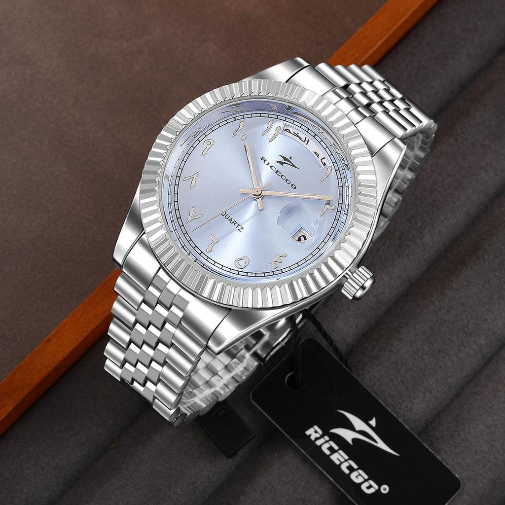 Business Mens Watches Stainless Steel Luxury Quartz Movement Wristwatch Clock Casual Chronograph for Holiday Couple Gift