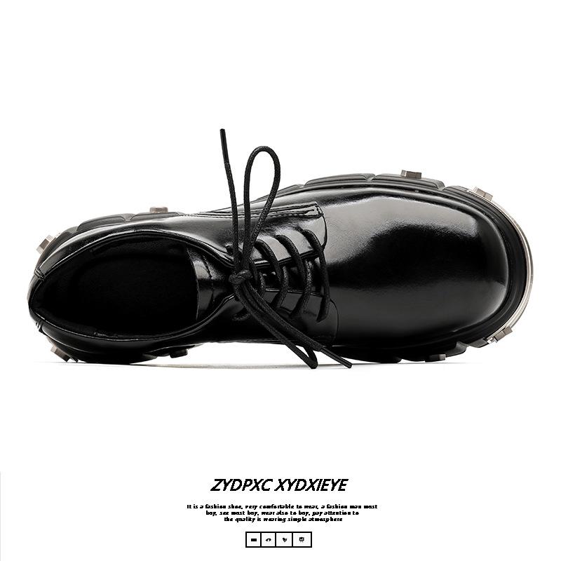 Платформенные лоферы-маффины мужские маленькие металлические гайки маленькие кожаные туфли британские дерби на шнуровке 22988-E