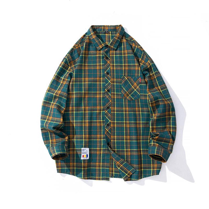 Мужская клетчатая рубашка с длинным рукавом, весенняя корейская повседневная рубашка, мужская рубашка