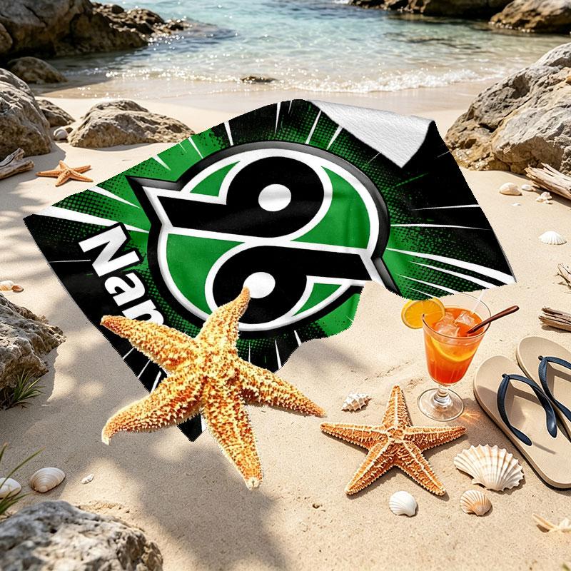 Custom Name Personalized Hannover 96 Football Print Beach Towel, for Trip Camping Beach Party Home Decor, Birthday Gift for Family & Friends