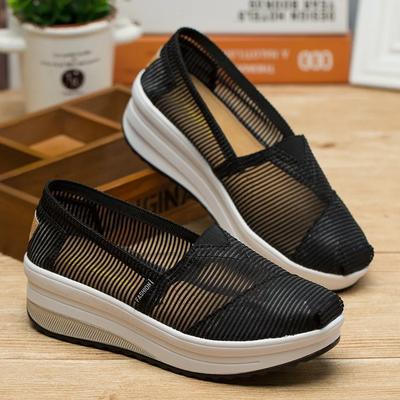 2024 Кроссовки Женские Платформа Клин Повседневная Обувь Модные Сетчатые Ажурные Слипоны Женские Туфли Zapatos De Mujer Повседневные Одиночные Туфли