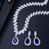 CMM 2PCS Engagement Water Drop Cubic Zirconia Pendant Necklace Set Earrings