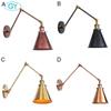 Adjustable Antique Industrial Long Swing Arm Black Wall Lamp Lights Brown Brass Retro Lighting For Bedroom Sconce Fixture
