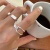 Silver Color Ring for Women Girl Jewelry Geometry Hollowed Out Design Overlapping Simple  Gift