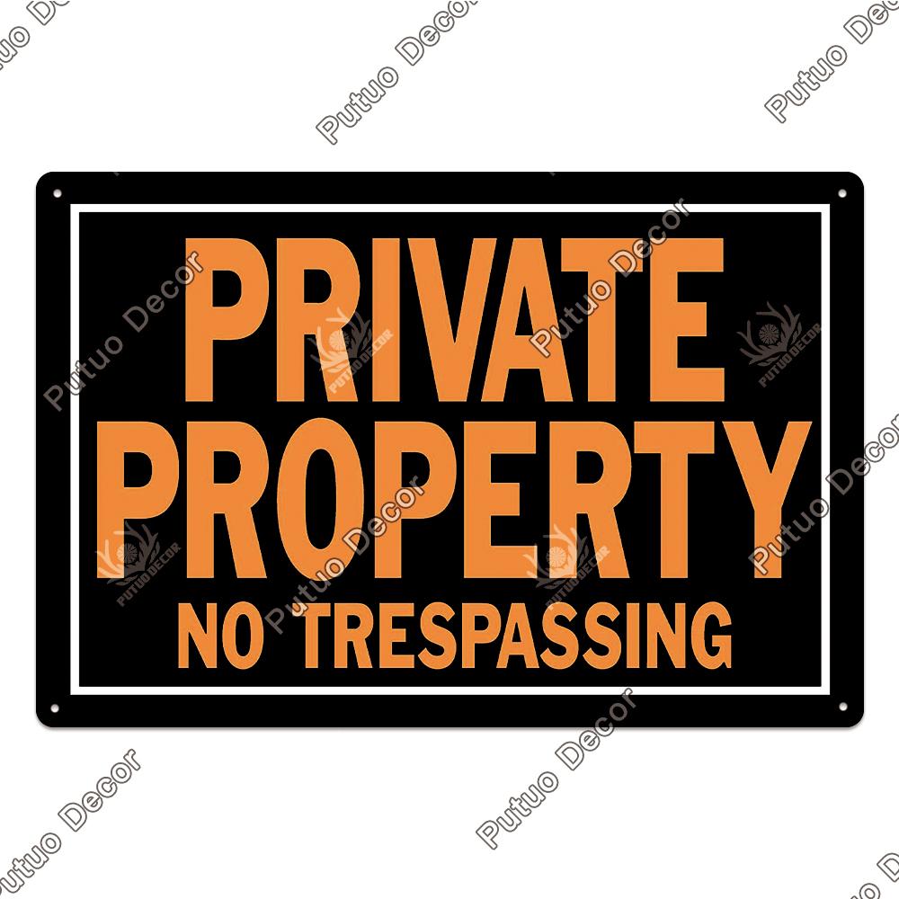 Putuo Decor No Trespassing Tin Signs Warning Plaque Metal Video Surveillance Wall Art Poster Plate Yard Iron Painting Stickers