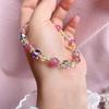 Natural Strawberry  Bracelets For Women Light Luxury Pink String Beaded Elastic Bangles Party Jewelry Gift