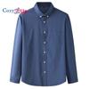 Уютная мужская джинсовая рубашка с длинным рукавом на пуговицах, повседневная винтажная прочная джинсовая рубашка свободного покроя с карманами, большие размеры