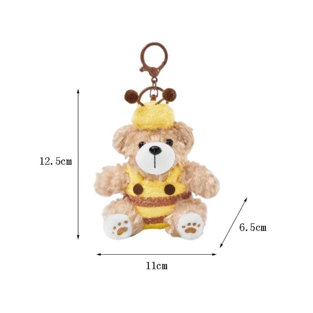 Мультяшный плюшевый брелок для ключей с изображением животного, кулон, забавный брелок для ключей в виде медведя и пчелы для девочек