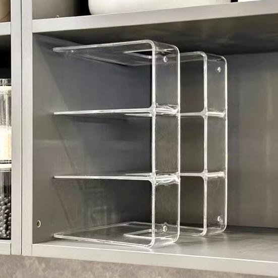 Стеллаж для хранения Выдвижной ящик Плавный выдвижной органайзер для шкафа Высокопрочная рама Прозрачная видимость Многоярусная кухонная полка