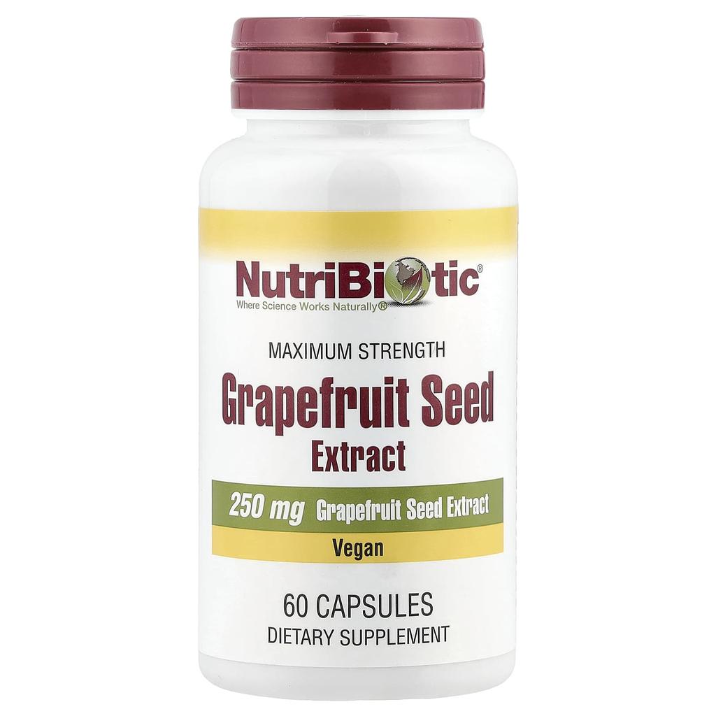 NutriBiotic Экстракт семян грейпфрута, максимальная сила, 250 мг, 60 капсул