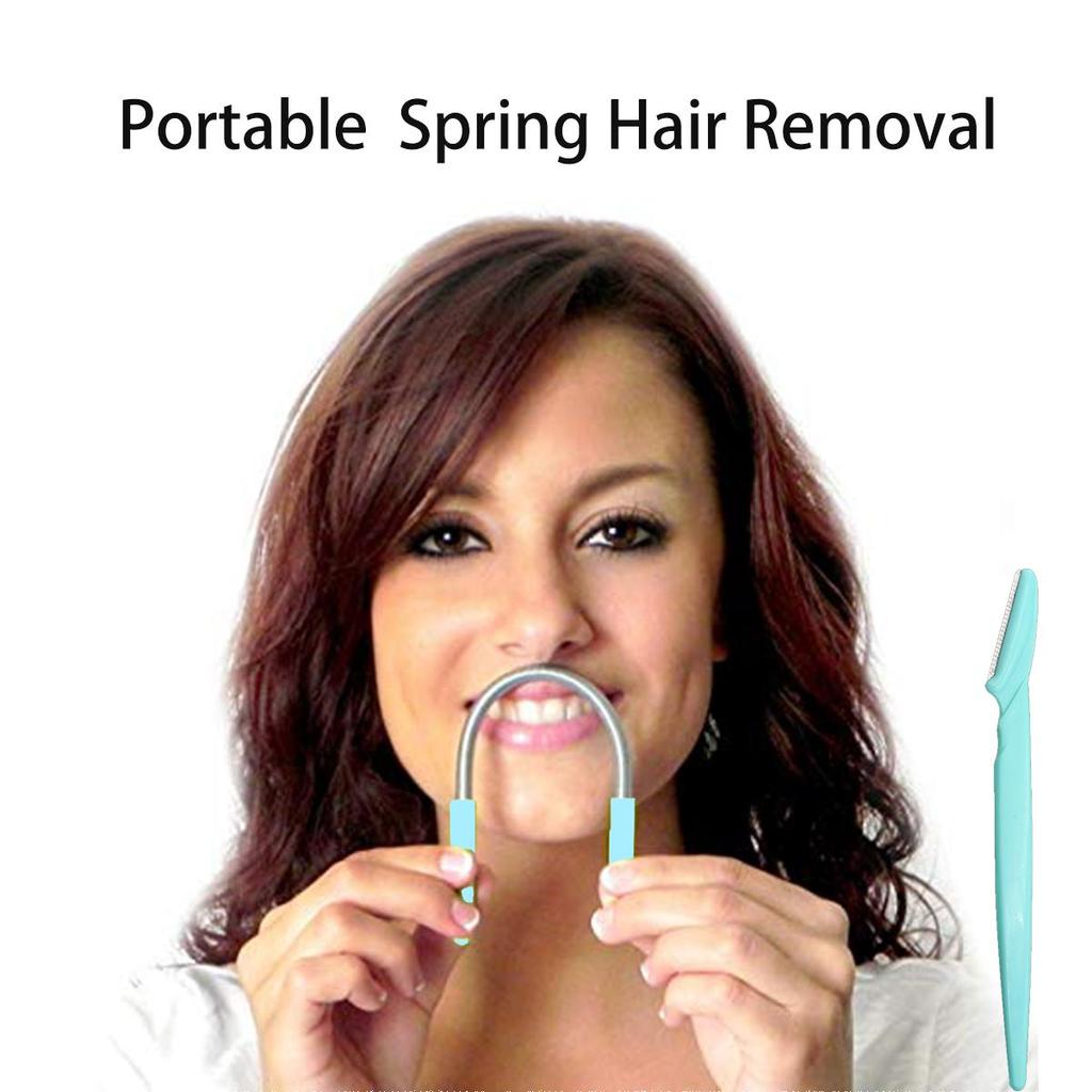Facial Hair Remover Spring,Threading Hair Removal Removes Hair ,Epilator Stick and Eyebrow Shaping Razor,Cleaning Epilator Stick Beauty Tool