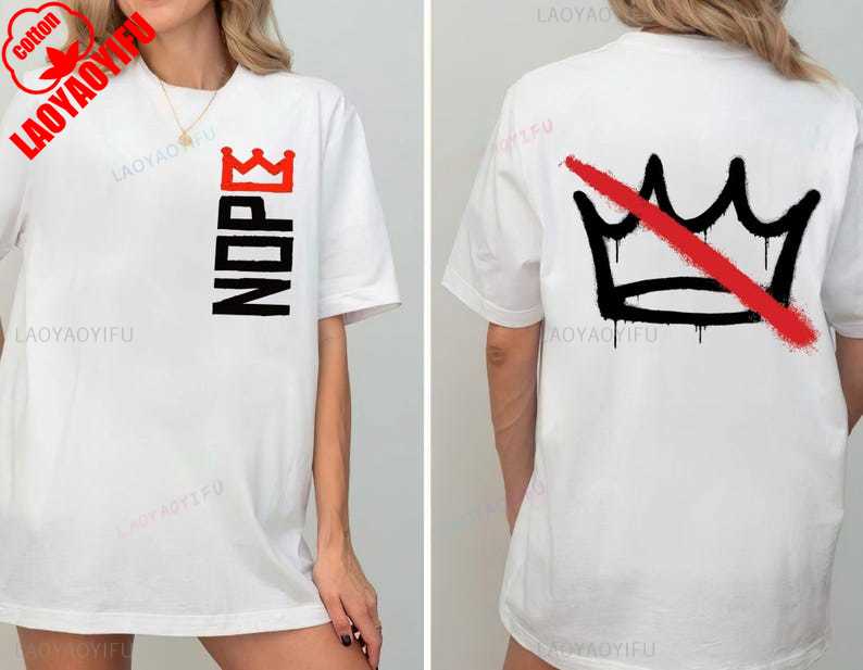 Crown No Kings 2 Sided Tshirt Political Anti Maga Protest Shirts High Quality Cotton Tops Tee Graphic Shirt Short Unisex Adult