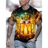 Hip Hop Men's T-shirt Gradient Color Beer Print Short Sleeve Crew Neck T-shirt Vacation Casual Men's Clothing Summer Outdoor Top