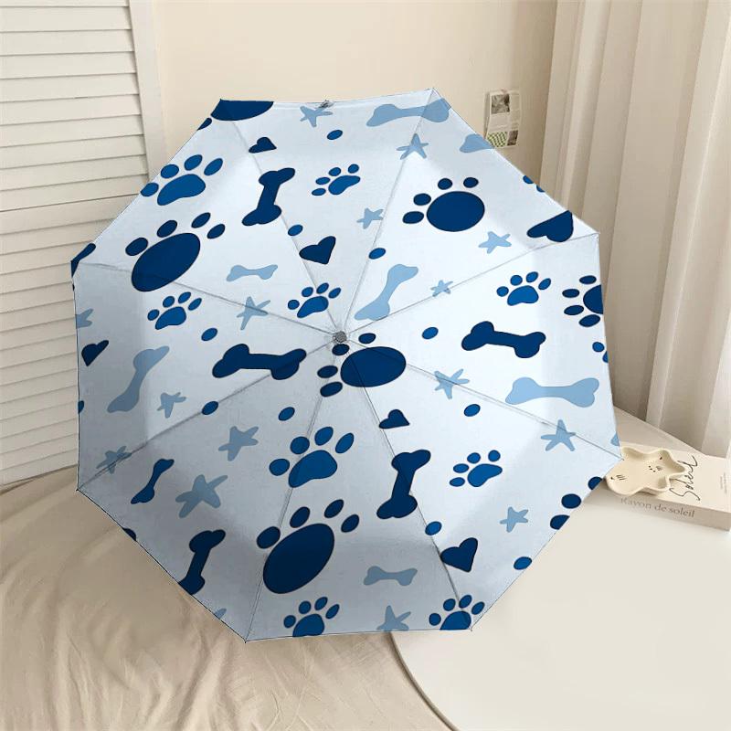 1PC Paw Prints Bone Automatic Open/Close Umbrella with Windproof, 8-Rib Sturdy Canopy, Durable Ribs, Fashionable Design,1248a