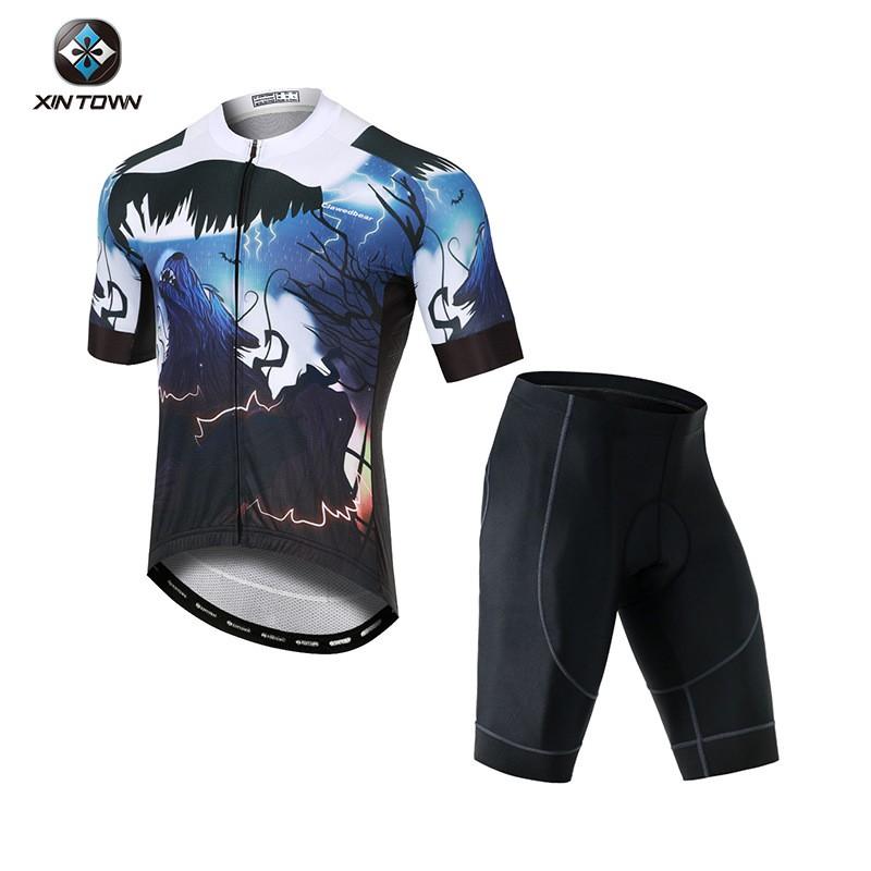 Mens Quick-Dry Cycling Jersey Shorts Set Road Bike Riding Sportswear