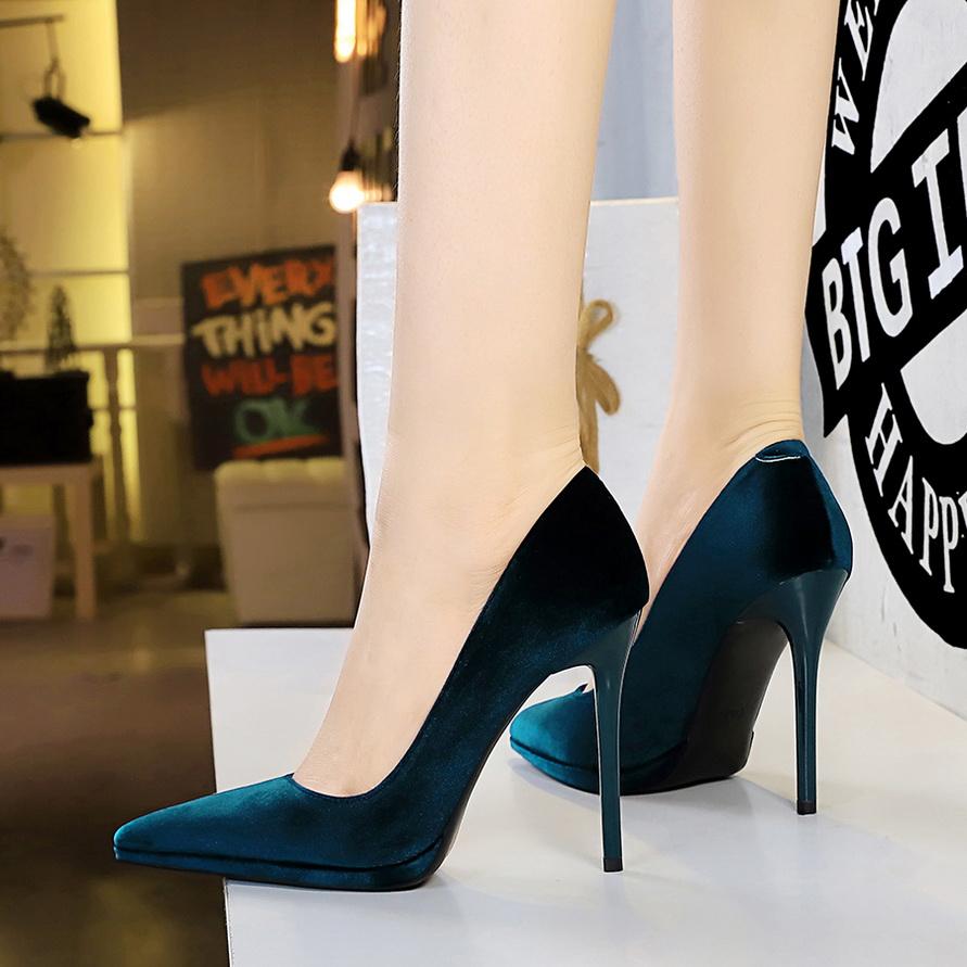 Туфли на сверхвысоком каблуке, водонепроницаемая женская платформа, тонкий каблук, неглубокий вырез, острый носок, утолщенная замша Xishi Single Shoes