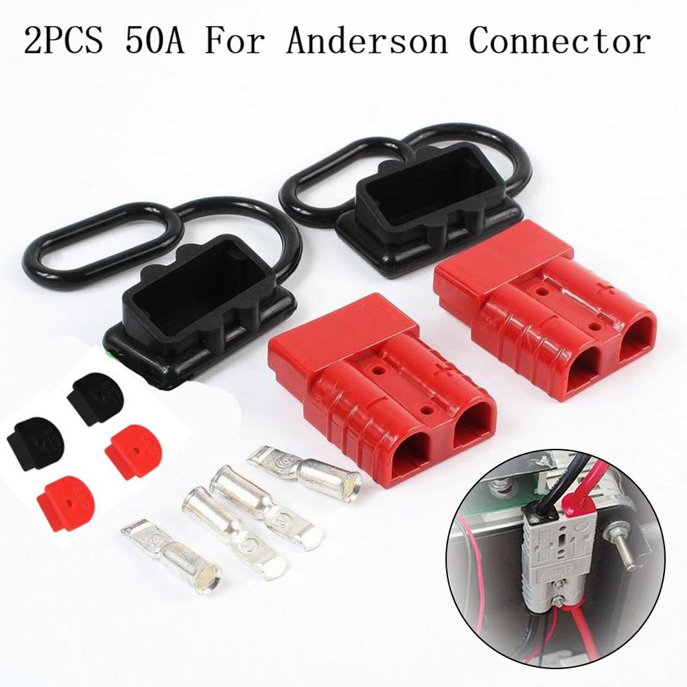 Разъем для аккумулятора типа SB50A на 50 Ампер, 2 шт. для кабеля 6 AWG с посеребренными solid copper клеммами и изоляционным материалом PPO