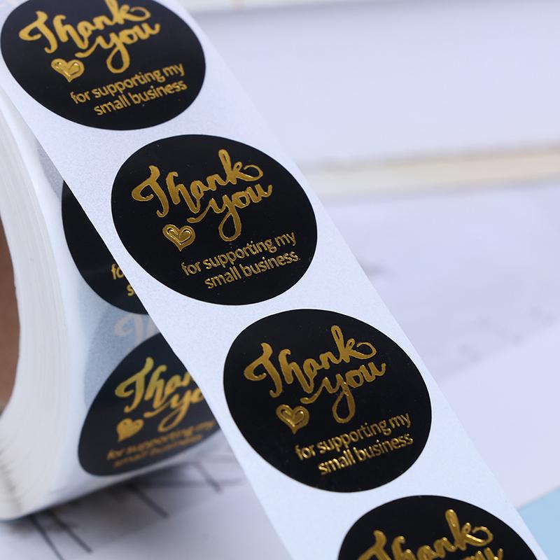 500 шт. наклейка «спасибо» свадебный декор печать штамповка розовая черная круглая этикетка