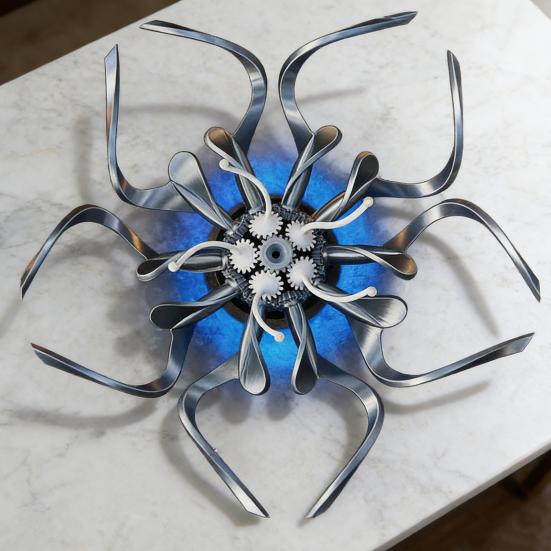 Mechanical Flower Desktop Decoration Steampunk Rotating Light-up Flower Ornament Home Office Living Room Visual Art