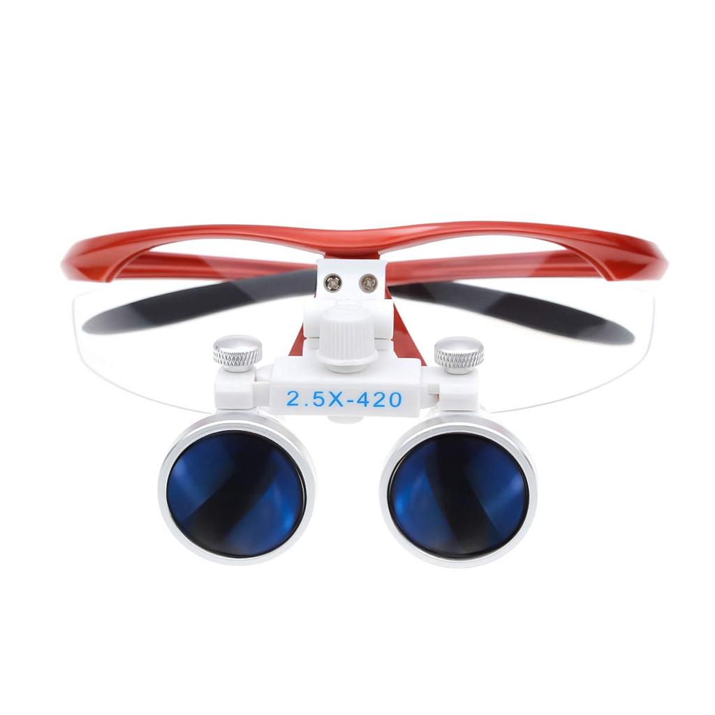 Бинокулярная лупа со светодиодной подсветкой 5 Вт, портативная, с футляром для хранения 2,5X + крепление DY-008 (красный)