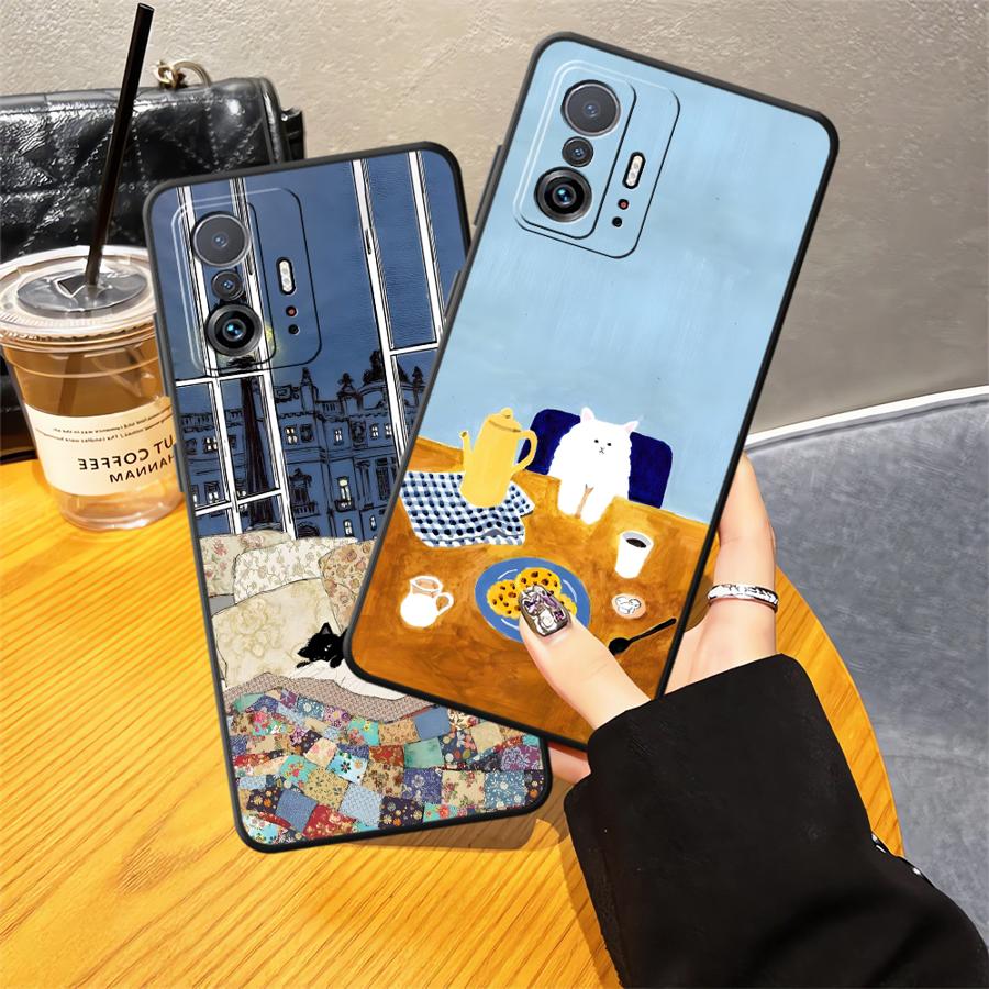 Мультяшный Кот Funda Чехол для Телефона для Xiaomi Mi 10T 13 Lite 12X 14 12 11 11T 12T Pro
