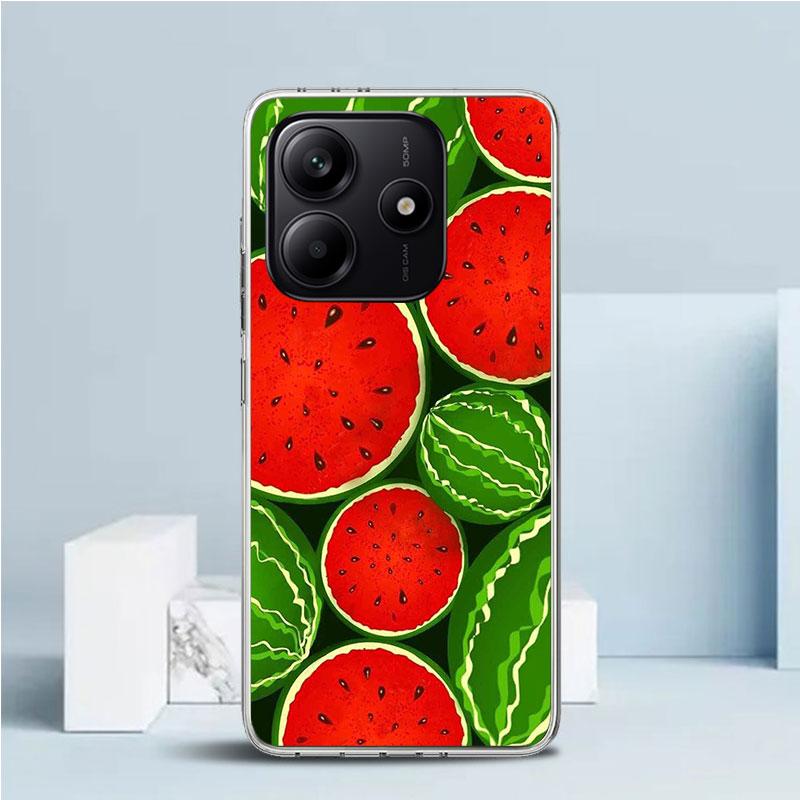 Летний арбузный чехол для телефона Xiaomi Redmi Note 15 14 14S 13 12S 12 Pro Plus 11S 11 11T 11E 10S 10 + Мягкая задняя крышка из ТПУ