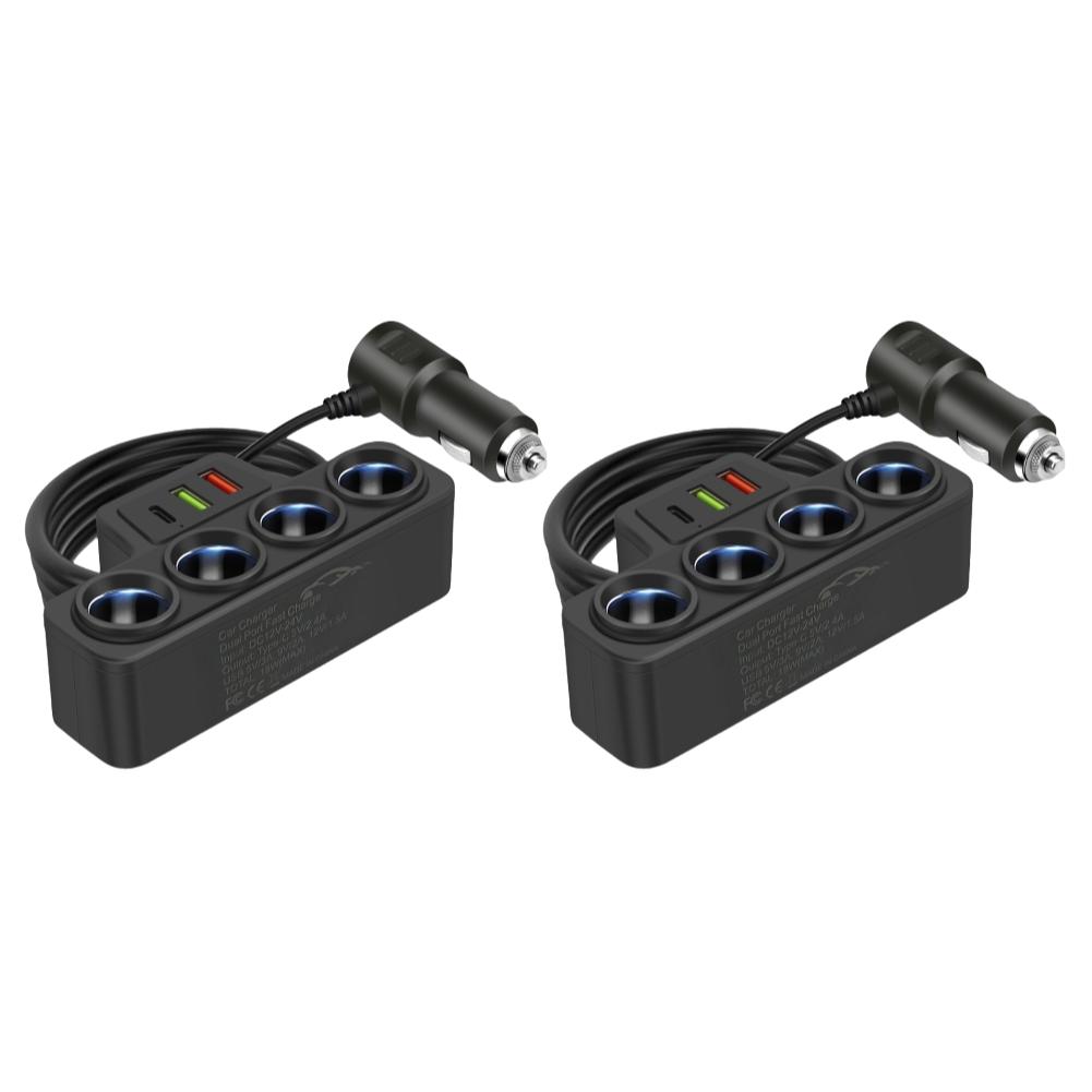 Разветвитель прикуривателя автомобиля QC3.0+PD 3.1A 12В-24В Адаптер питания для телефона 4 гнезда 18 Вт Разветвитель гнезда прикуривателя автомобиля