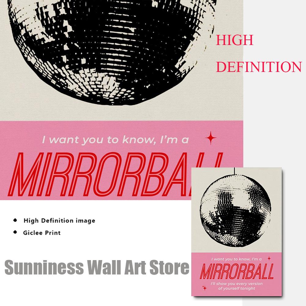 Living Room Decor Wall Art Colorful Motivational Quotes Posters Music Mirrorball Inspired Print Canvas Painting Modern Pictures