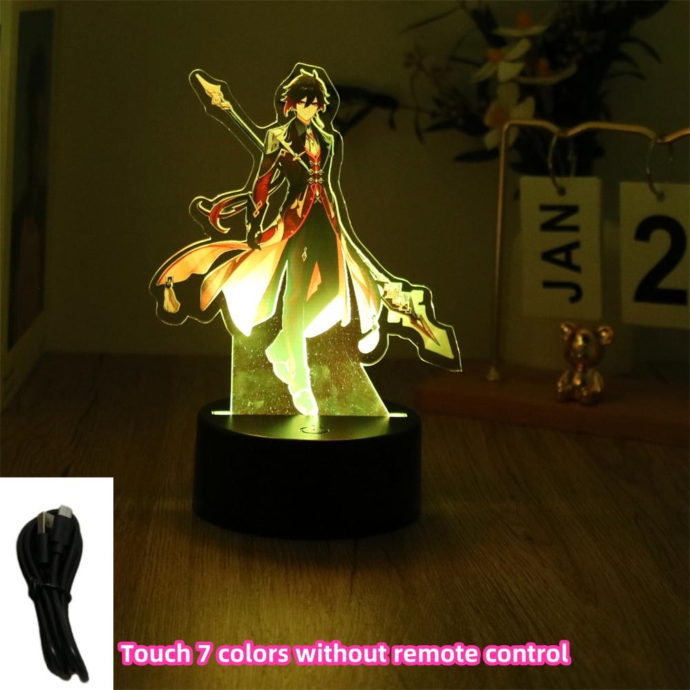 Anime Figures 3D Lamp Zhongli Xiao Genshin Impact LED Night Light Smart Touch Remote RGB Decoration Room Kid Birthday Toys Gifts