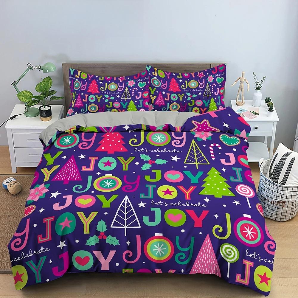 3D Рождеством белый комплект постельного белья Рождественский комплект пододеяльников/пододеяльников полиэстеровое одеяло King Queen полный двойной красный бант бежевый