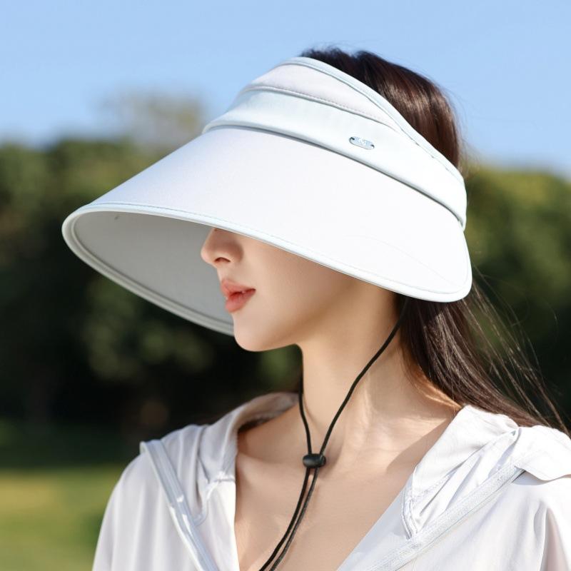 Fashion Color Matching Outdoor Travel Sunscreen Hat Women'S Travel Uv Protection Empty Top Hat Outdoor Big Brim Sun Hat