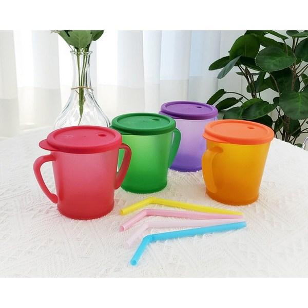 Agaphra Magic Straw Cup 300ml, 2 Packs, Purple, Green