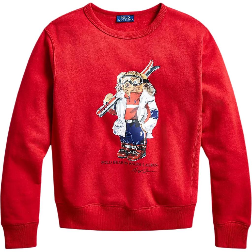 Polo Ralph Lauren Толстовка свитшот женская с принтом Медведь Лыжник, круглый вырез, флис 211796963-001