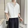 Мужская рубашка с коротким рукавом на пуговицах свободного кроя из ледяного шелка - корейский, гонконгский, японский стиль, большие размеры, не мнется