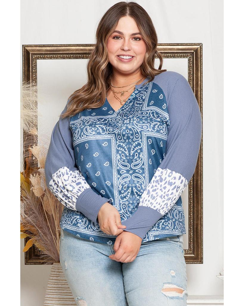 Azura Exchange Топ с разрезом на шее и леопардовым узором в стиле пэчворк