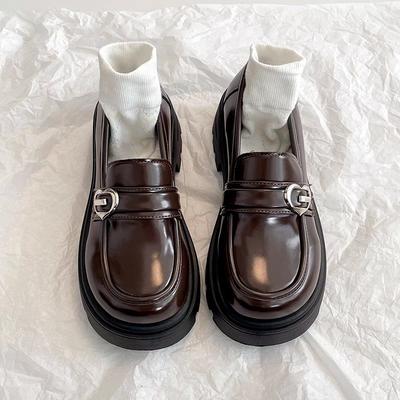 Черные ретро туфли на толстом каблуке и платформе, маленькие кожаные туфли, женские осенние новые лоферы на одной педали