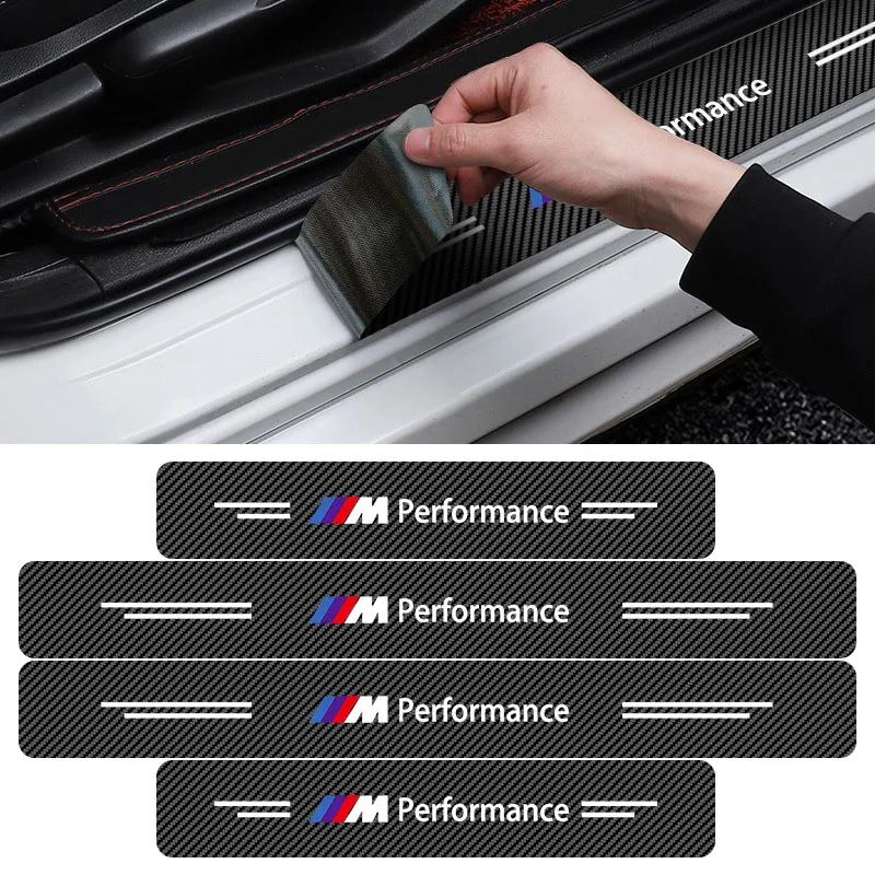 4pcs New Car Door Sill Threshold Carbon Fiber Plate Decals Stickers For BMW M8 M7 M6 M5 M4 M3 M2 M1 F30 F10 F15 E30 E46 E90 E60 CM5