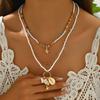 European and American personalized soft pottery necklace fashion coconut tree starfish flower pendant long necklace stacked collarbone chain