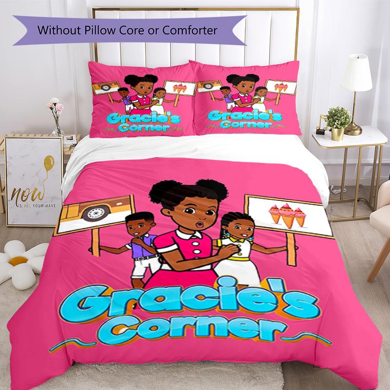 3pcs Gracie's Corner1 pattern bedding set duvet cover set includes duvet cover &pillowcases, perfect all season bedroom decoration & gift
