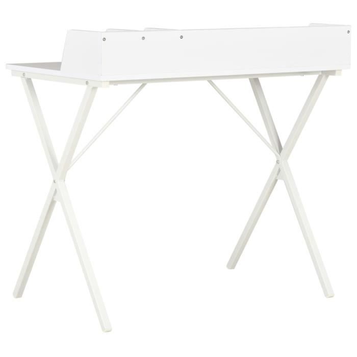 Bureau d'angle blanc VIDAXL - Design contemporain - Avec dossier surélevé et petits compartiments