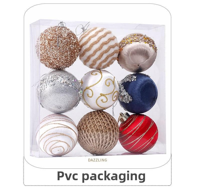 Набор рождественских шаров из расписного шелка 8 см - 9 шт.