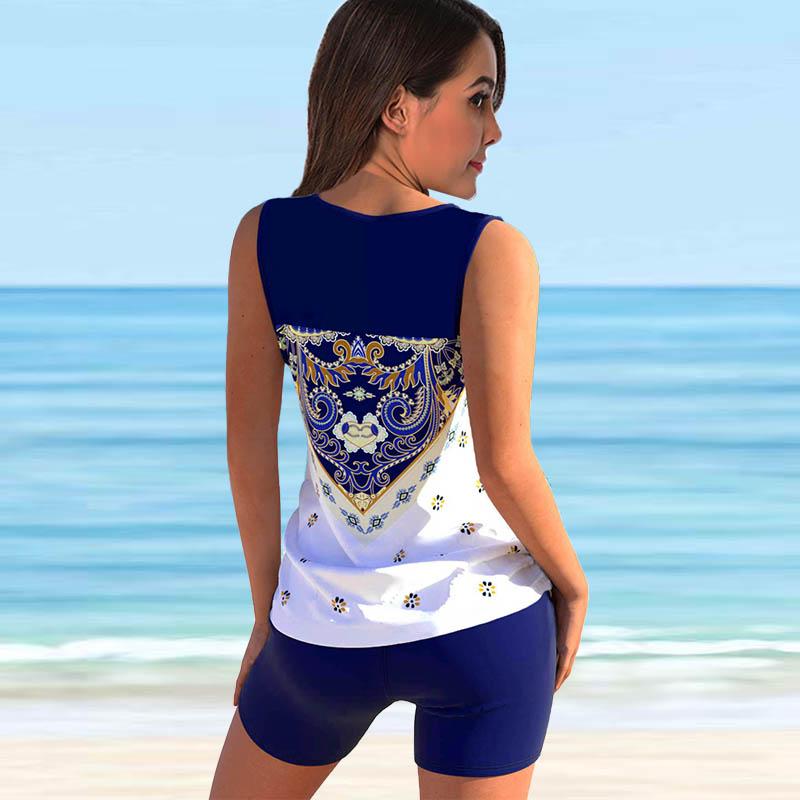 Женские купальники танкини, купальник из 2 предметов, фиолетовый градиент в полоску с принтом, купальные костюмы для отпуска